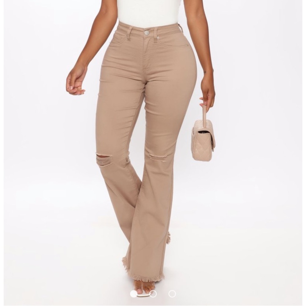 Fashion Nova Flare For Me Pant Taupe